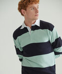 Sewn stripe long sleeve rugby shirt