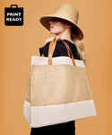 Adley jute with faux leather tote