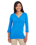 Ladies' Perfect Fit™ Y-Placket Convertible Sleeve Knit Top