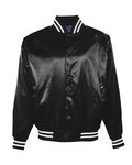 Satin Baseball Jacket Striped Trim