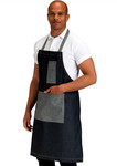 Denim Bib Apron with Contrast Pockets