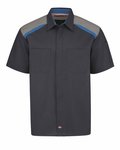 Tricolor Short Sleeve Shop Shirt - Long Sizes