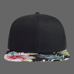 OTTO Superior Cotton Twill w/ Hawaiian Pattern Flat Bill "OTTO SNAP" Six Panel Pro Style Snapback Hat