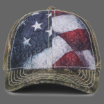 Camo with Flag Sublimated Front Panels Cap